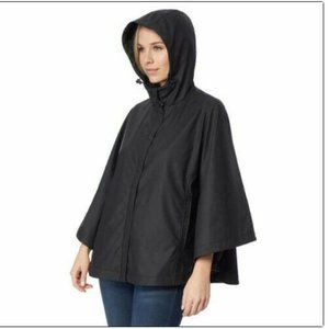 32 DEGREES Women Hooded Stylish Waterproof Durable Rain Poncho - Black
